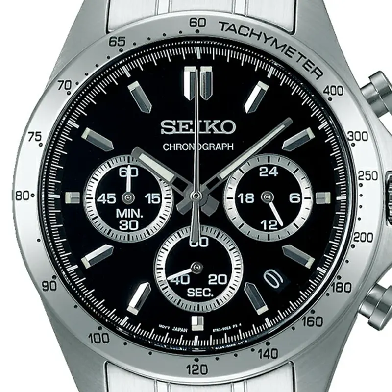 Seiko Spirit Chronograph Black Dial Silver-tone Men’s Watch- SBTR013